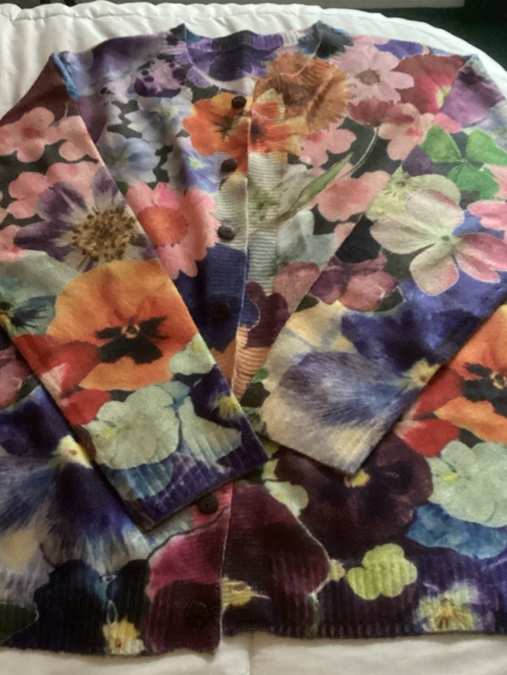 Multicolor Floral Cardigan Sweater - Women's Jacket & Coat